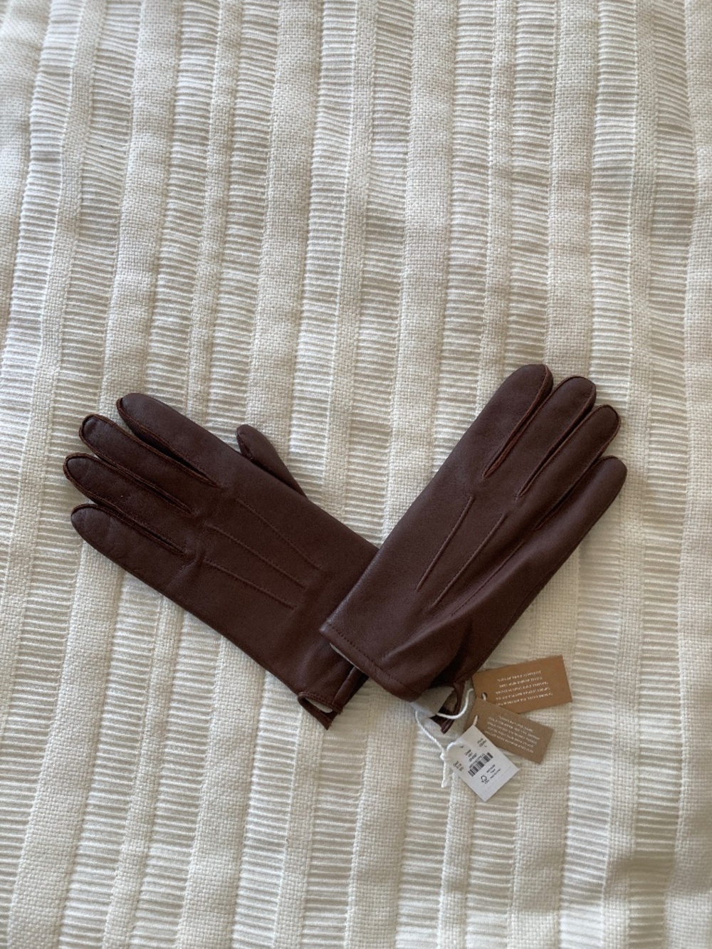 NWT J Crew Brown Cashmere Lined Leather Gloves